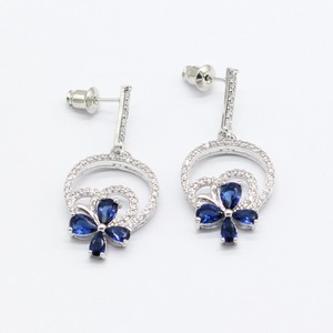 New Dark Blue Zircon Platinum Silver Plated Trendy Jewelry Sets Women <strong>Wedding</strong> Party Gift Earrings Bracelet <strong>Rings</strong> <strong>Necklace</strong> - Product Image 4