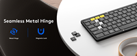 Keyboard dan Mouse Lipat Nirkabel BT Combo, Mouse Nirkabel Isi Ulang USB-C 2.4G + BT5.0, Keyboard Portabel Ukuran Penuh untuk Perjalanan