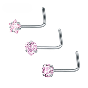 Stainless Steel L-Shaped Nose Studs | Crystal & Zircon Nose <b>Rings</b> for Women & <b>Men</b> | Non-Fading Hypoallergenic Body Jewelry - Product Image 6