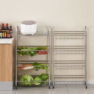 Chariot de cuisine OEM 4 niveaux en acier inoxydable, étagère de rangement mobile en métal pour fruits et légumes, organisateur de cuisine domestique - Product Image 2