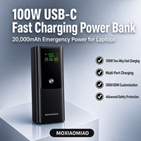 Batterie externe sans fil 100W 20000mAh, chargeur mural AC intégré, sortie 2C+1A, écran LED, logo personnalisé OEM ODM