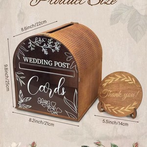 Wooden <b>Wedding</b> <b>Card</b> Drop <b>Box</b> Rectangle Reusable Desktop Storage <b>Wedding</b> Party Decor - Product Image 5