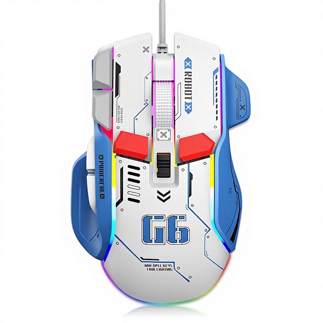 HXSJ Factory Model G6 10 Keys Wired USB Gaming E-Sports Mouse Macro Programming RGB Lighting Modes 6-level Adjustable DPI Mouse