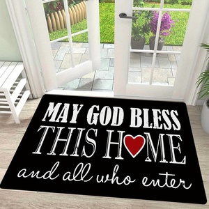 1 tappetino di benvenuto ispirazionale con stampa 'May God Bless This Home', resistente, antiscivolo, lavabile in lavatrice, assorbente, per bagno. - Product Image 3