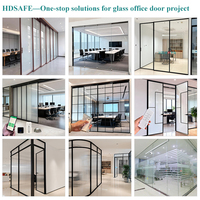 Porte coulissante en verre pour bureau, cloison de séparation en verre pour salle de conférence, porte battante en verre pour projet de bâtiment de bureaux