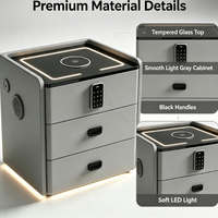 Table de chevet intelligente avec chargeur sans fil, verrouillage par mot de passe, haut-parleur Bluetooth, lumière LED, pour la maison et l'hôtel, vente en gros