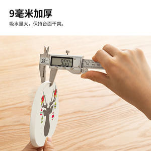 Nuevos posavasos navideños de tierra de diatomeas, redondos, de 9 mm de grosor, absorbentes y aislantes del calor para té y café - Product Image 1