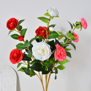 Fleur Artificielle Camélia à Tige Unique en Soie, Imperméable, Décoration de Mariage, Style Moderne - Product Image 2