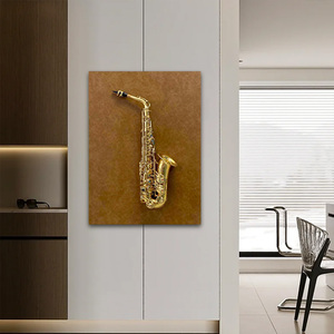 Décoration Murale 3D en Métal Saxophone, Instrument de Musique Créatif, Cadre Photo en Boîte d'Ombre avec Feuille d'Or de Luxe, <span class=keywords><strong>Peinture</strong></span> sur Toile pour Décoration Intérieure - Product Image 5