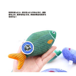 Jouets pour chats Aduck, jouets pour chatouiller avec les chats, jouets sonores en peluche imprimés avec de la catnip / Poissons à épines orange, bleus et verts - Product Image 3