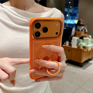Funda magnética mate con diseño de panal para iPhone 17 16 15 Pro Max, soporte de malla transpirable con anillo y cubierta trasera ventilada - Product Image 6