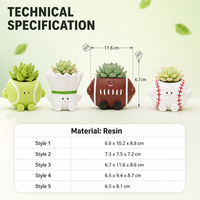 Jolie plante en pot de bureau, décoration d'intérieur, pot de fleurs succulentes, ornement de jardinage créatif en forme de ballon de baseball