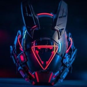 หน้ากากเรืองแสง LED ปี2022,หน้ากากฮาโลวีนหน้ากากงานเลี้ยงแฟนซีของขวัญวันเกิดแสงไฟนีออน - Product Image 2