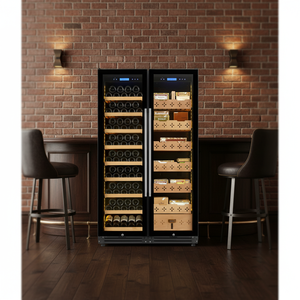 Cave à vin et à cigares autoportante à double zone, refroidissement par eau, capacité 508L, contrôlée par application, avec compresseur - Product Image 5