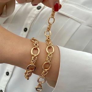 Fashion Chain Link <b>Bracelet</b> Gold Zinc Alloy Women's Geometric Design Adjustable Jewelry Accessory - Product Image 1