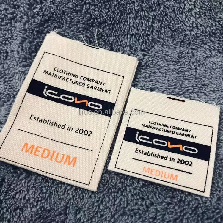 Etiqueta de algodón personalizada con estampado negro, 4cm