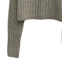 Pull court à col montant côtelé vertical mélangeé à pois pour femme, en fil fin moucheté, avec accent câblé raglan, coupe ajustée