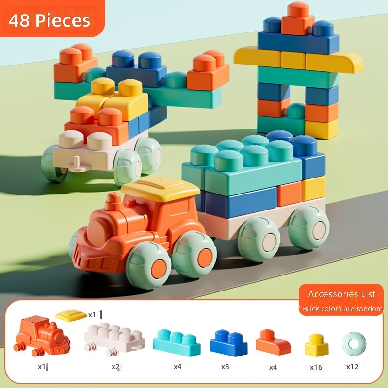 Soft rubber building blocks -48+1 locomotive +2 cars