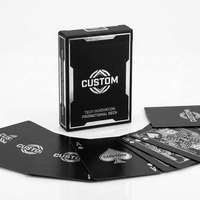 Cartes à Jouer Personnalisées avec Logo, Jeu de Poker de Luxe à Noyau Noir, Finition Mate Imprimée UV Sélectif avec Dorure Argentée, Cadeau d'Entreprise