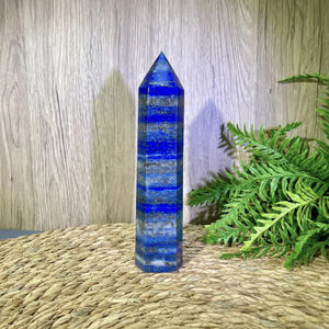 หินลาพิส ลาซูลีธรรมชาติทรงแหลม, หินคริสตัลทรงโอเบลิสก์, ตัวอย่างแร่ธาตุ, การบำบัดด้วยเรกิและจักระ, ราคาขายส่ง - Product Image 1