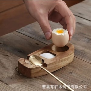 Nouveau chariot de service transfrontalier en bois massif pour œufs, bols, baguettes et cuillères, idéal pour les petits-déjeuners nutritifs et les plats cuisinés - Product Image 3