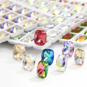 Lan Guang Rechteckige Filet Kristalls teine Zeigen Sie zurück 8*10mm K9 Glas 3D Schmuck Herstellung Nail Art Supplies Strass