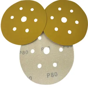 高品质p40-p800 6英寸150毫米6孔金乳胶干砂纸盘研磨砂纸盘