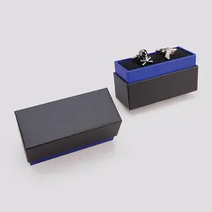 Competitive Price Small Jewelry Gift Travel Packaging Rectangle Hard Paper Cardboard Cufflink Box with Black Foam Insert