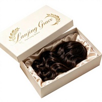 Boîte rigide de luxe personnalisée en forme de livre avec logo gaufré pailleté, doublure en satin, emballage en carton magnétique pour extensions capillaires et vêtements
