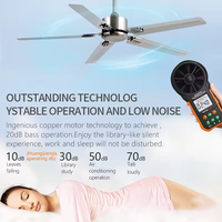 Ventilateur de plafond 52 pouces en nickel brossé à 5 pales avec lumière LED, moteur DC, télécommande et contrôle par application, réversible, 6 vitesses, moderne pour salon
