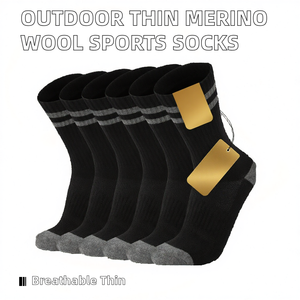 Chaussettes de sport noires respirantes, antibactériennes, tricotées, pour la randonnée, la course à pied et l'entraînement en plein air - Product Image 2