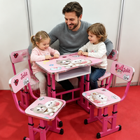 Table et chaises d'étude ergonomiques pour enfants, personnalisables par le fabricant, avec matériau en panneau de densité, design multifonctionnel pour les enfants