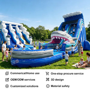 Toboggan aquatique gonflable géant pour usage commercial, toboggan aquatique gonflable extérieur <span class=keywords><strong>avec</strong></span> piscine - Product Image 2