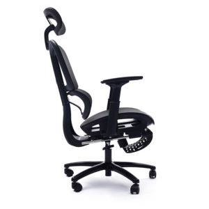 Chaise de bureau ergonomique noire en maille avec appui-tête réglable, accoudoirs pivotants, chaise de conférence - Product Image 6