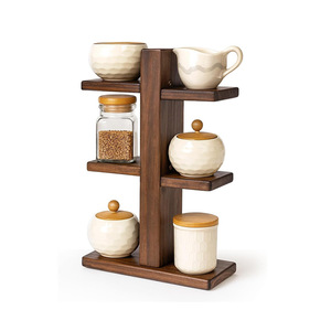 Wooden multi-tiered desktop shelf, <b>teacup</b> holder, home tea set organizer, office water cup organizer. - Product Image 2