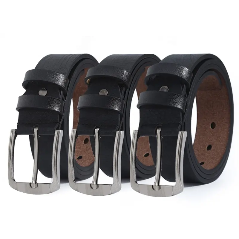 PU Belt Connection with Metal Pin Buckles Belt for Man Width Black Brown Camel Color