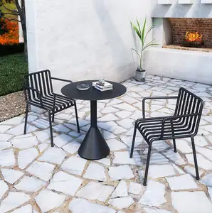 Modern simple wrought iron dining set milk tea shop cafe outdoor bar table chairs set bar leisure table