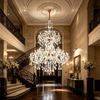 Lustre européen à double couche en cristal, grand chandelier multi-bras pour salle de banquet, lieu de mariage, entrée
