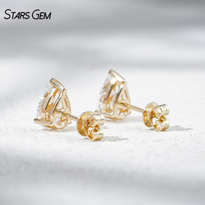 Boucles d'oreilles Starsgem Fine Jewely en or massif 10 carats avec diamants de laboratoire taille poire 1,0 carat - Product Image 4