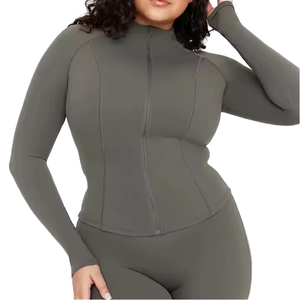 Buy Sport Outfit <b>Zip</b> <b>Up</b> Winter Women Fitness <b>Jackets</b> 75% Nylon 25% Spandex Yoga onesie <b>Jackets</b> With Thumb Hole Sweat Wicking Lon - Product Image 1