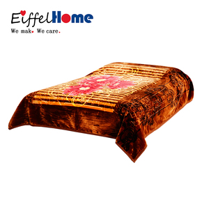 100% Polyester Raschel vison couverture chaud Double vison soyeux doux Style coréen impression dessin animé solide brodé Portable literie - Product Image 4