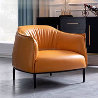Fauteuil en cuir capitonné à un siège de conception italienne, ensemble de fauteuils modernes de loisirs pour la maison, le bureau, le salon, le balcon, divers intérieurs