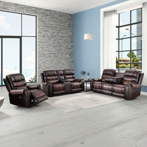 European Design Recliner Wood Frame Extendable Reclining Three Seat Revolving Living Room Furniture <b>Cushion</b> Back - Product Image 1