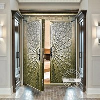 Porte d'entrée de villa de luxe Porte d'entrée en fonte d'aluminium finement sculptée Acier de haute qualité Performance antivol supérieure