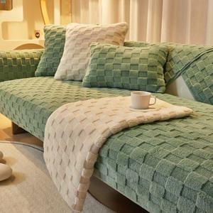 <b>Sofa</b> Cushion Plush 90 X 180Cm Non Slip Seat Pad <b>For</b> Winter <b>Sofa</b> <b>Cover</b> Warm Fleece Gray And Off White - Product Image 2
