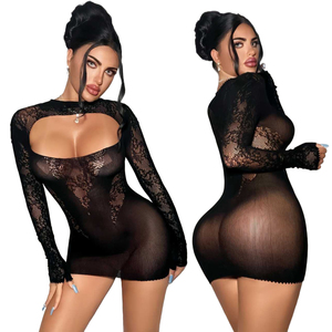 <span class=keywords><strong>Lingerie</strong></span> Sexy per Donne Adulte, Body Trasparente <span class=keywords><strong>Nero</strong></span> in Nylon, Intimo Erotico, Abito a Rete - Product Image 1