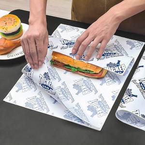 Custom Logo Printed Food Grade Grease Proof Baking Sandwich Hamburger BBQ Wrapping <b>Paper</b> Parchment <b>Paper</b> - Product Image 1
