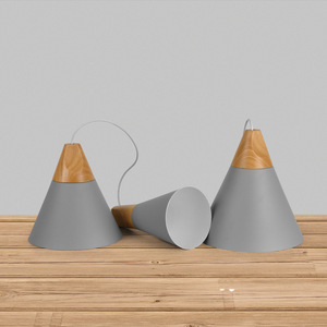 Lámpara colgante nórdica minimalista en forma de cono, LED, de madera y aluminio, moderna, para comedor y cafetería. - Product Image 4