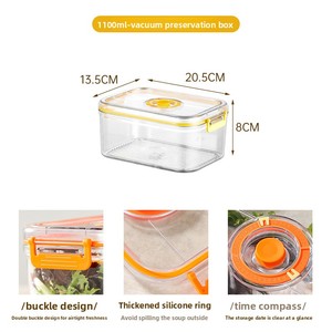 กล่องเก็บอาหารสุญญากาศพลาสติกเกรดสำหรับอาหาร ใช้กับตู้เย็นและไมโครเวฟได้ ชุดจัดระเบียบครัวสำหรับเก็บผักและผลไม้ - Product Image 6