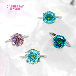 Cadermay Gemstone Ring 925 Sterling Silver Zircon Ball Shape Prong Setting Unisex Gift Jewelry - Product Image 1